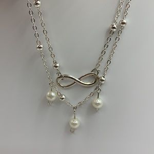 Two-Stranded Silver-tone Infinity Ankle Bracelet
